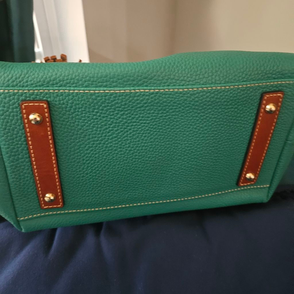 Women's Dooney & Bourke Teal & Brown Leather Tote Bag One Size - Picture 7 of 8